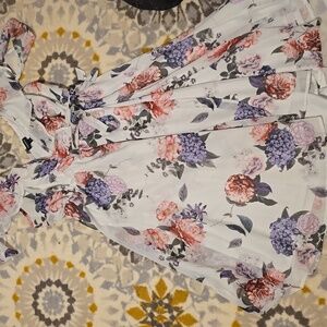 Torrid Floral Wrap Dress with Pink and Purple Accents